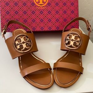 NIB Tory Burch Wedge Sandals-Metal Miller 65mm size 8
